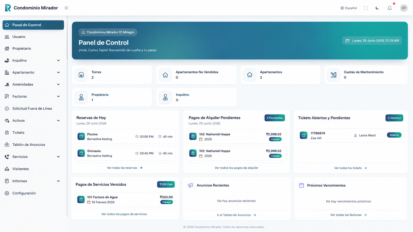 Panel de control